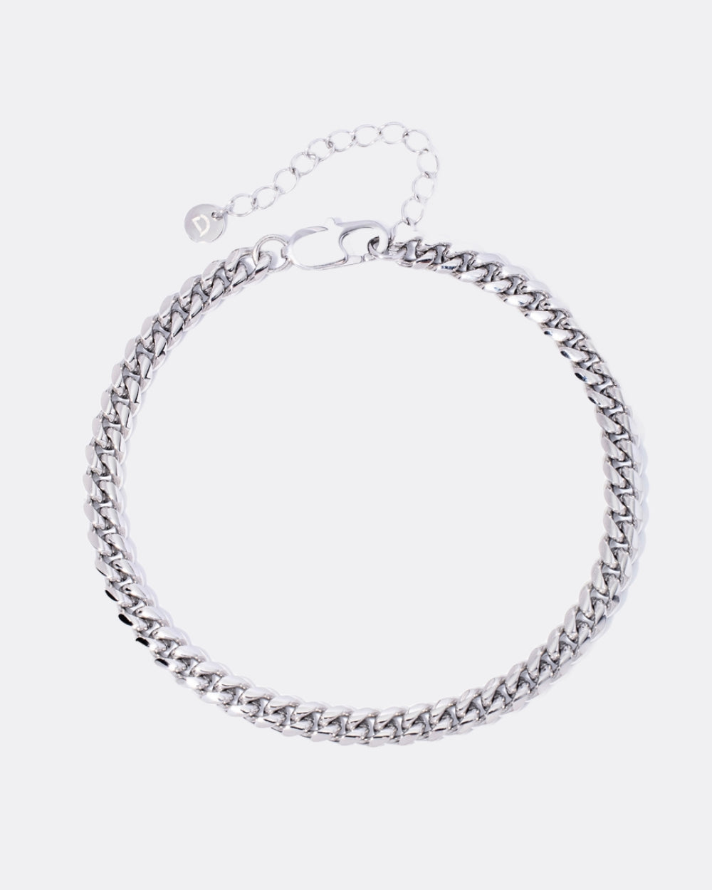 CLEAN CUBAN ANKLET. - 6MM WHITE GOLD